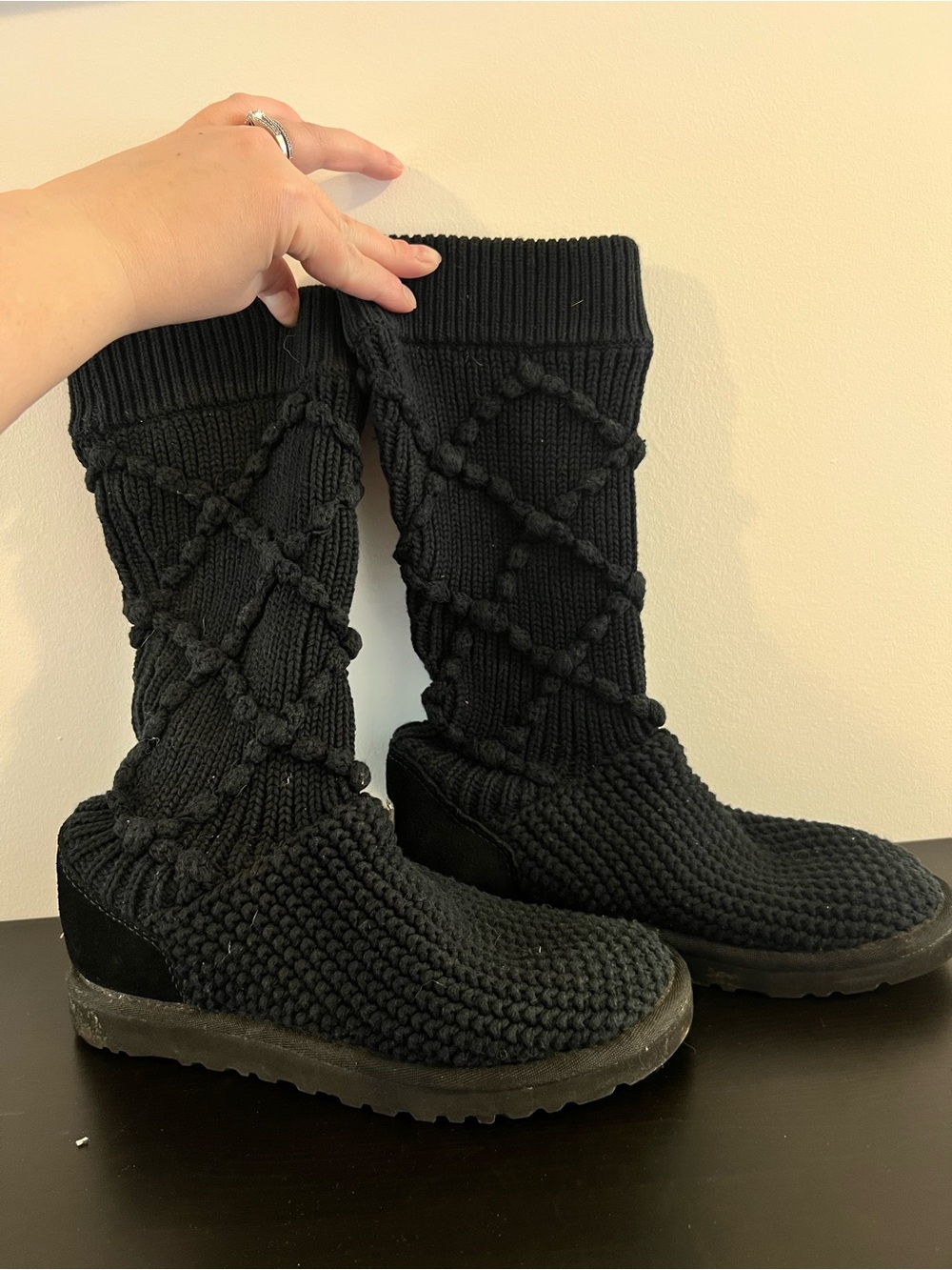 Ugg Black Knit Mid-Calf Boot Size 7.5